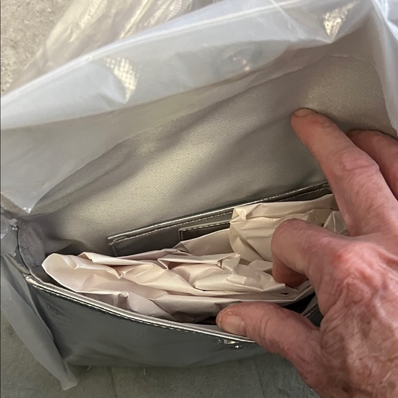 Nicole Miller NWT  Shiny Silver Shoulder Bag - Picture 6 of 7